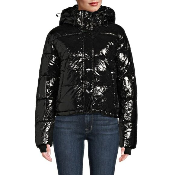 S13 Women's Lexie Black Hooded Water-Resistant Puffer Coat Size S (MSRP $300) - Picture 1 of 10